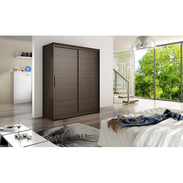 Moderní šatní skříň Wanesa - šířka 150 cm, čoko