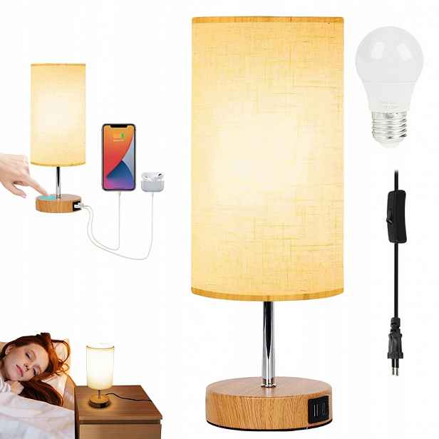 Noční Lampa Loftová Stolní Lampa Na E27 Stínidlo S Usb Nabíjecím Portem
