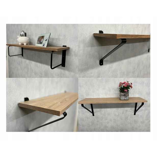 Závěsná nástěnná police loft industrial 22,5 cm x 82 cm