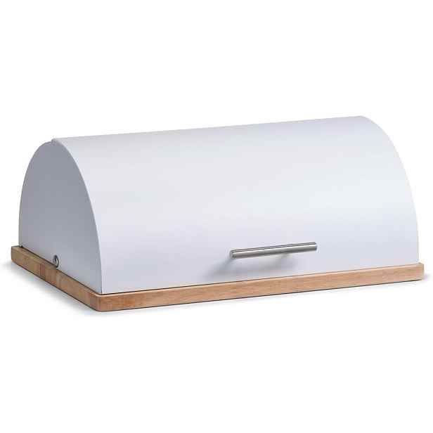 Zeller 27283 Chlebník Moderní Bílý Gumové Dřevo Kov 39 cm