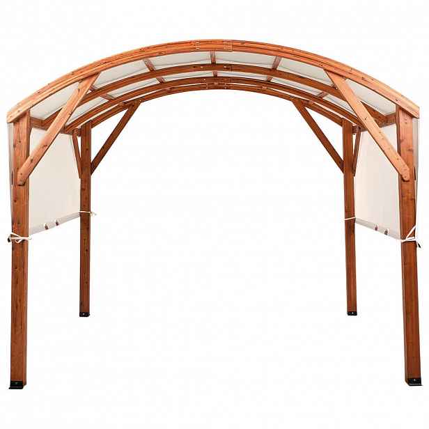 Beliani ZAHRADNÍ PAVILON Jedlové dřevo 303/300 cm Hnědý/Béžový Scopello