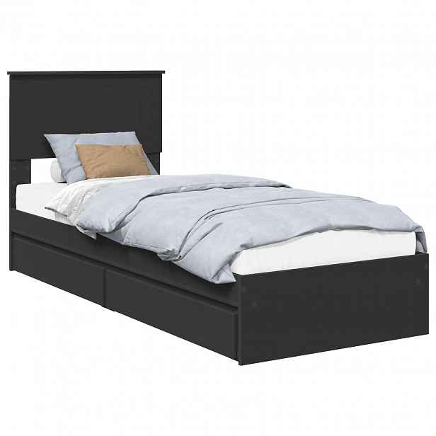 vidaXL Postel s úložným prostorem Černá 75 x 190 cm Kompozitní dřevo