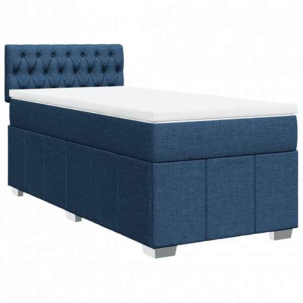 vidaXL Box spring postel s matrací modrá 100 x 200 cm textil