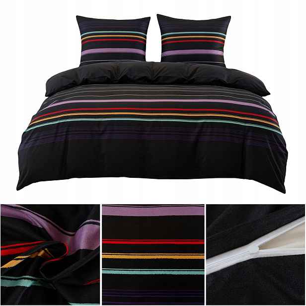 Povlečení 220x200 3 Č. povlečení 70x80 hladké Eusebia Home zip pruhy