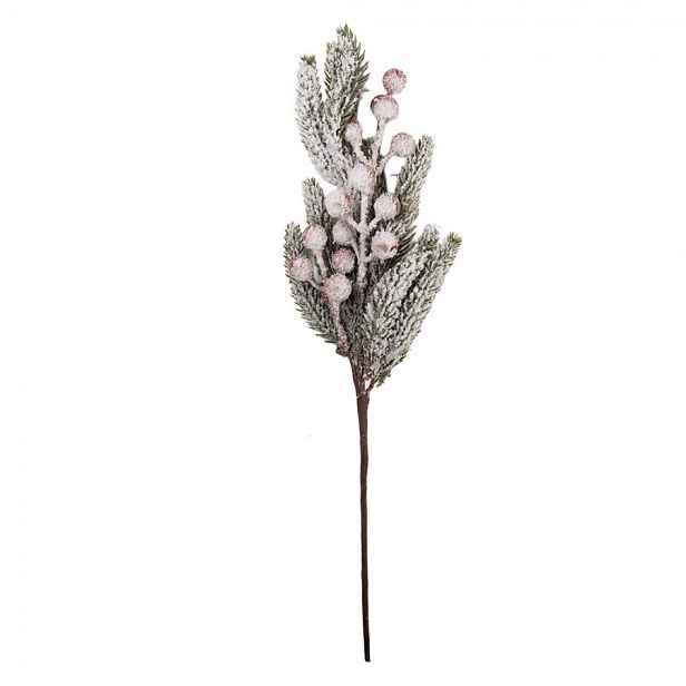 Vánoční dekorace zápich zasněžená jehličnatá větvička s bobulemi - 8*6*38 cm Clayre & Eef