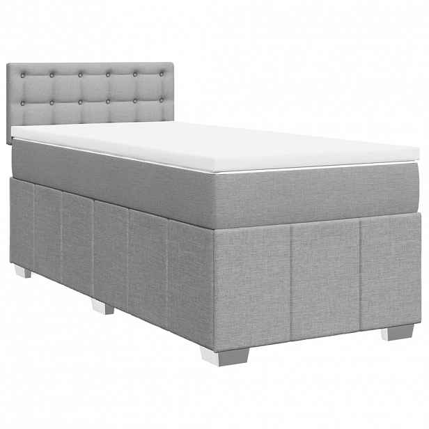 vidaXL Box spring postel s matrací světle šedý 100 x 200 cm textil