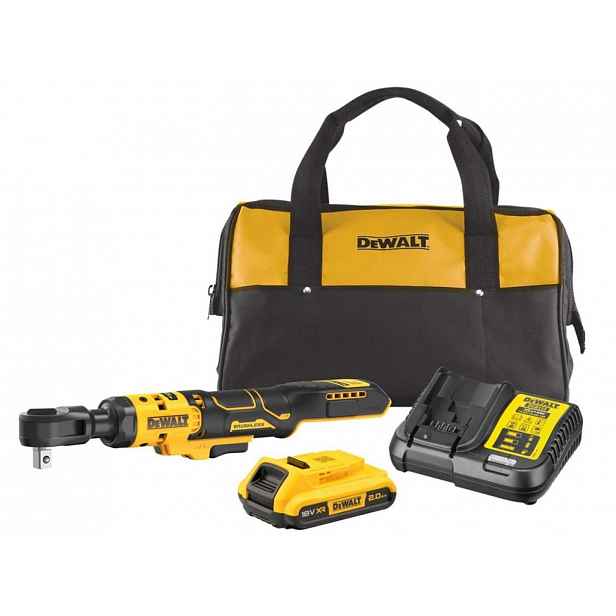 DeWALT - 18V AKU ráčna, 1x aku 2,0 Ah XR, nabíječka DCF512D1
