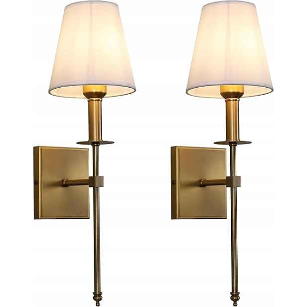 Nástěnná lampa s stínítky z materiálu, 2 kusy v antické barvě