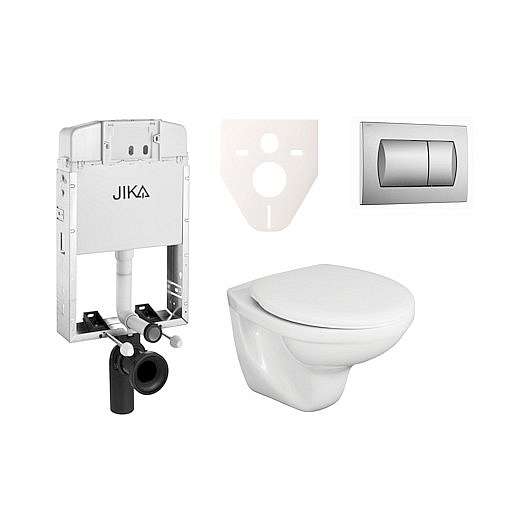 Závěsný set WC Fayans Neo rimless, nádržka JIKA k zazdění, tlačítko chrom mat SIKOJJ3