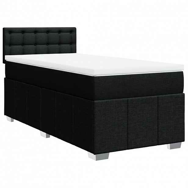vidaXL Box spring postel s matrací černá 100 x 200 cm textil