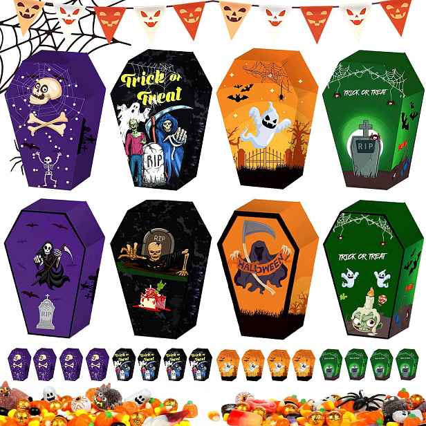 Krabičky Na Sladkosti 24 Ks Halloween Rakev Kartonové Na Bonbóny