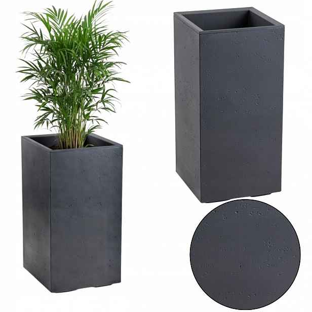 Květináč Na Kolečkách Imitace Betonu Antracit 30x30x60 cm grafitový květináč