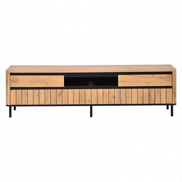 Urban Meuble TV STOLEK s 2 zásuvkami a 2 výklopnými dvířky, přírodní, 180 cm