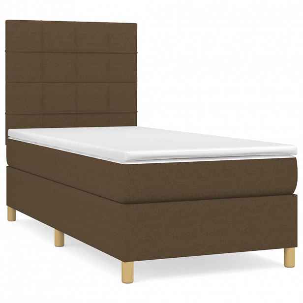 vidaXL Box spring postel s matrací tmavě hnědá 90x190 cm textil