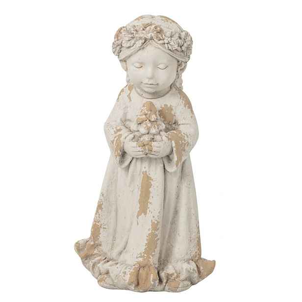 Béžová antik venkovní dekorace Angel Flower – 32*28*61 cm J-Line by Jolipa