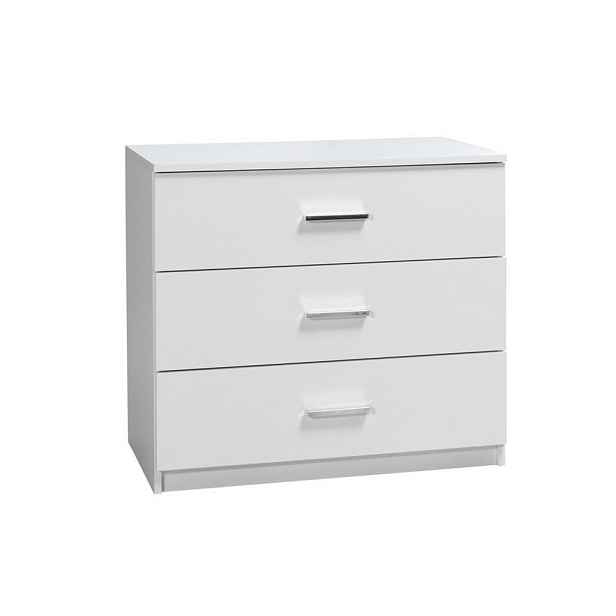 MASSENO KOMODA ELDRI, 93/80,5/42 cm se 3 zásuvkami a dvířky, bílá