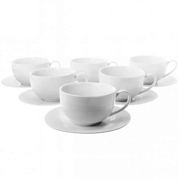 Sada 6 Šálků S Podšálkem Diamond 250 ml porcelánový set jako dárek