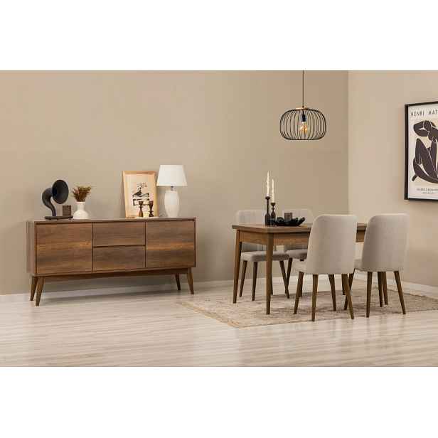 Set s rozkládacím stolem, židlemi a konzolou (6 kusů) Vina 01 1005 - Walnut, Cream