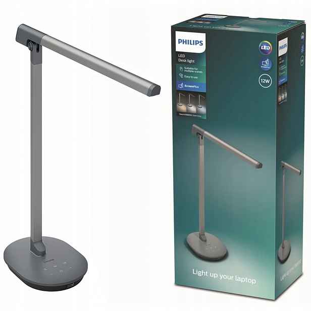 Školní stolní lampa Noční Led Sword 12W Cct Stmívatelná Šedá Philips