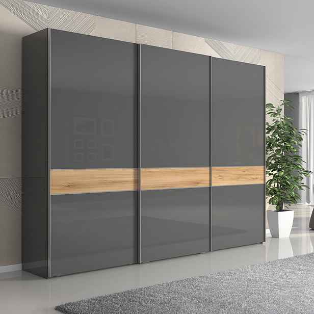 Skříň ONYX - PK281/ON antracit lesk/ořech pacific lesk