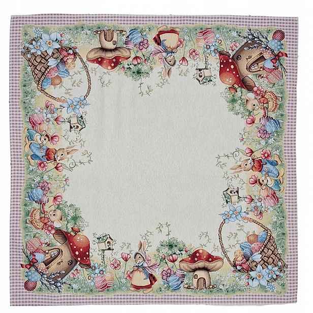 Ubrus 100x100 gobelínový vintage tlustý velikonoční les
