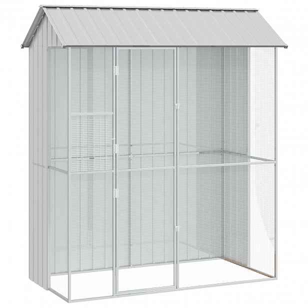 vidaXL Ptačí klec s úložištěm Šedá 215 x 110 x 247 cm Pozinkovaná ocel