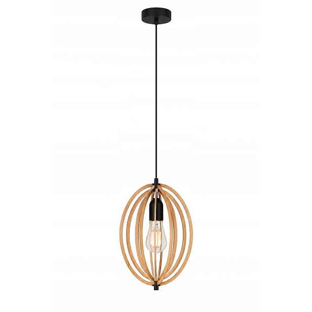 Závěsná lampa Paco Home – černá a dřevěná, loftový skandinávský styl