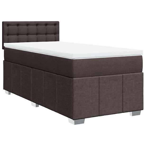 vidaXL Box spring postel s matrací tmavě hnědá 100 x 200 cm textil