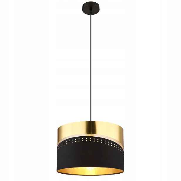 Černá závěsná lampa Or s teplým leskem nad jídelním stolem Globo