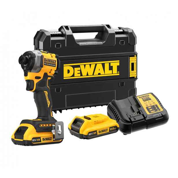DeWALT - 18V AKU rázový utahovák, 2x aku 2,0 Ah XR, nabíječka DCF850D2T