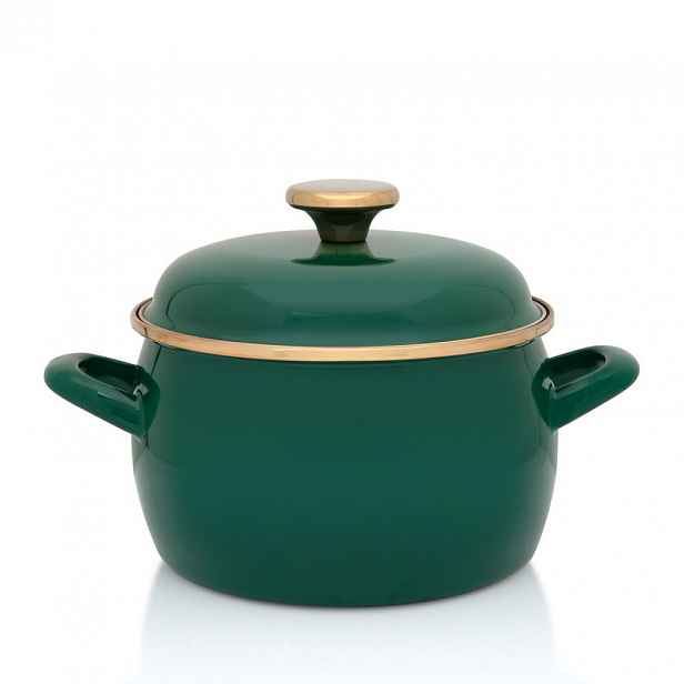 Hrnec S Poklicí Na Indukci Tmavě Zelený 22 CM 5,4 L Metalac