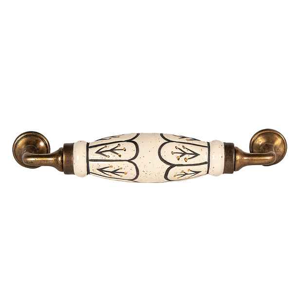 Nábytková úchytka / madlo s porcelánovým zdobením Mavita I - 17*5*3 cm Clayre & Eef