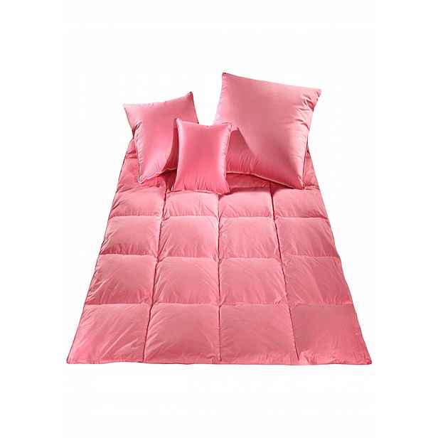 Přikrývka prachové peří 140x200 1500g růžová sypka