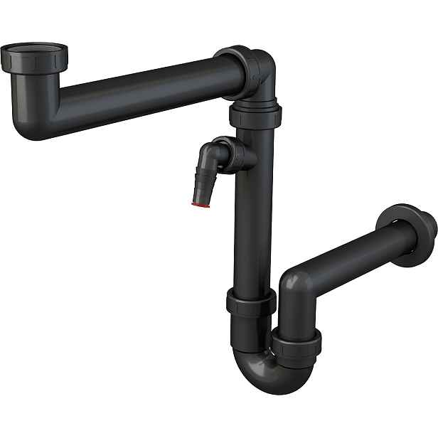 Sifon dřezový trubkový Alca A872P-ECO DN 40 prostorově úsporný s převlečnou maticí 6/4"