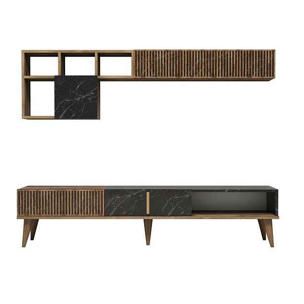 Televizní stěna Milan Walnut and Black