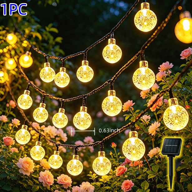 TEMU 1ks Venkovní solární řetězová světla, //100 LED, 10 světelných režimů, IP54, ideální pro Vánoce, Halloween, zahradu, ložnici, svatbu a