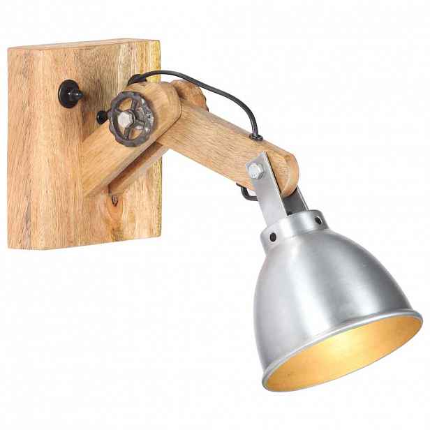 vidaXL Nástěnná lampa E27 stříbrná masivní mangovníkové dřevo a železo