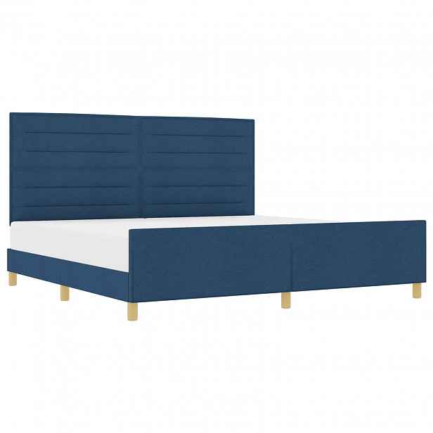 vidaXL Rám postele s čelo Modrá 200 x 200 cm textil