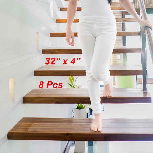 TEMU 8 ks Průhledná protiskluzová páska, 32" X 4", PET transparentní protiskluzová lepicí páska pro vnitřní/venkovní použití na schody, vany, lodě,