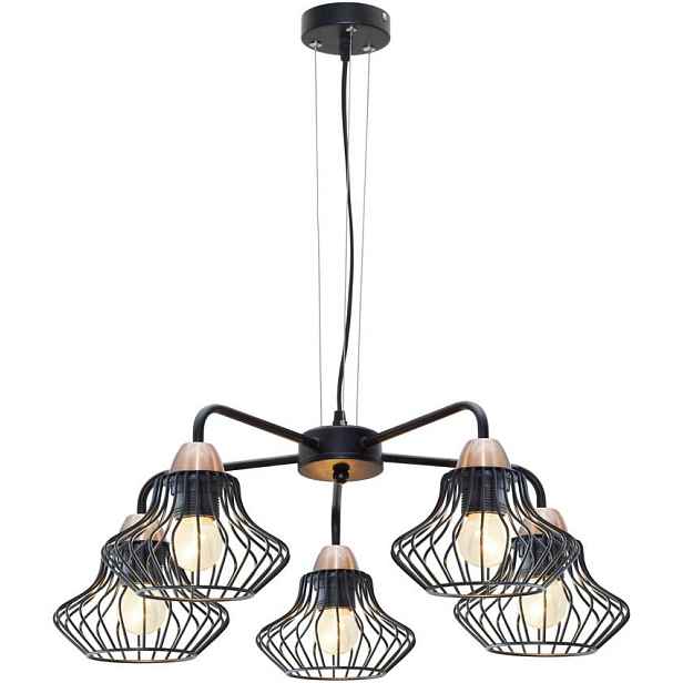 Závěsná stropní lampa 5x60W E27 černá Alen