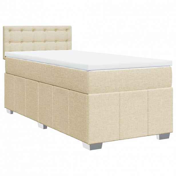 vidaXL Box spring postel s matrací krémová 100 x 200 cm textil
