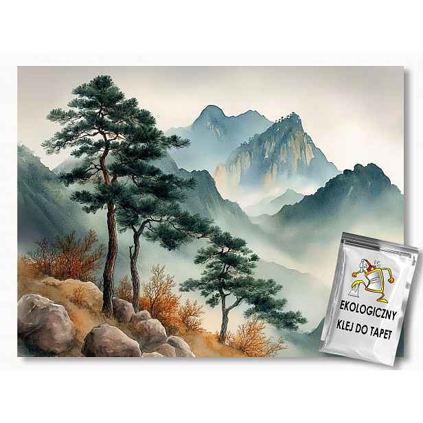 Fototapeta Flizelina Krajina Hory Vrcholy Dřevo Borovice Mlha 312x219 130g