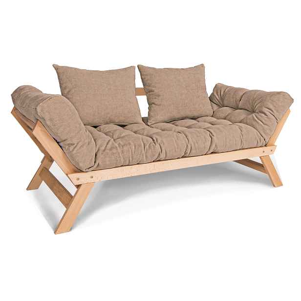 MarLiving Rozkládací futonová pohovka BREEZIO 01 170 cm z masivu/béžová