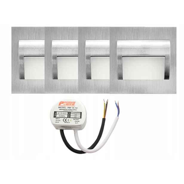 Sada Led schodišťových svítidel Halogen 4x napájecí zdroj