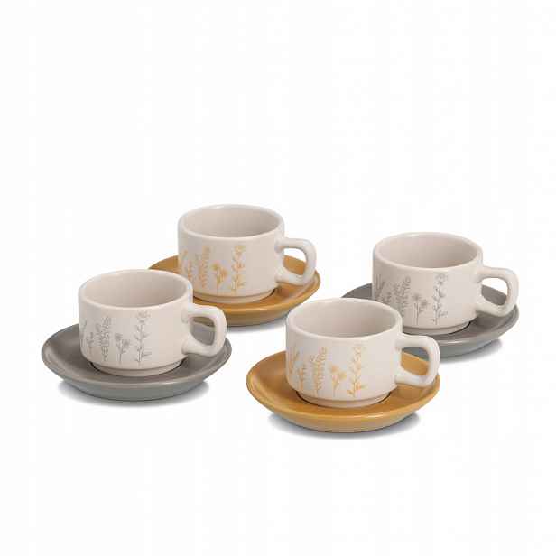 Sada Na Espresso Z Keramiky, 4 Šálky A Podšálky, Objem 70 ML