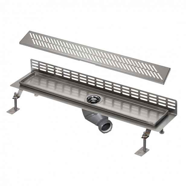 Sanela - Sprchový žlab ke stěně, délka 115 cm, lesklá nerez SLKN 08D