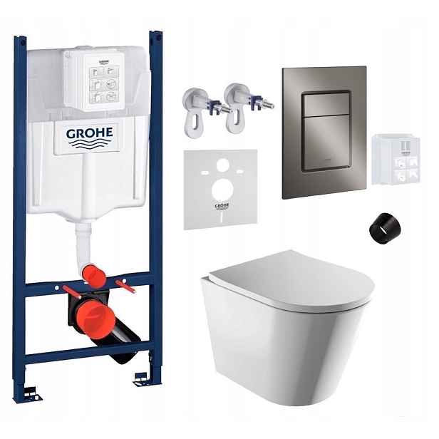 Wc stojan Grohe Rapid Sl s mísou Wc Tampa Rimless a grafit tlačítkem