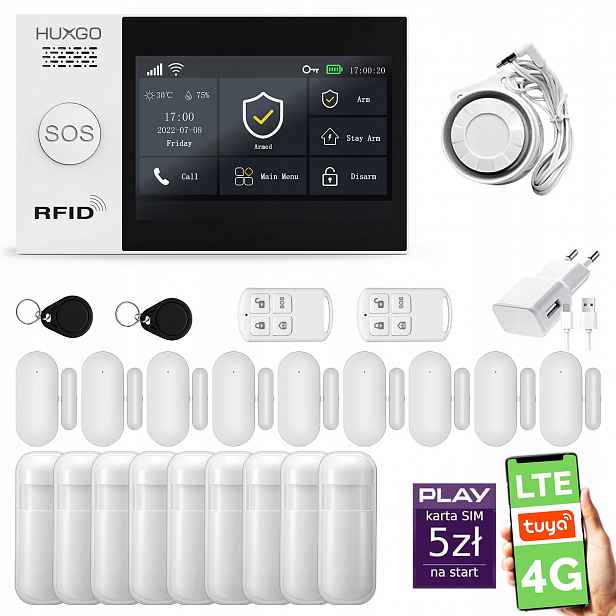 Bezdrátový alarm WiFi Gsm 4G, Tuya alarmová sada Huxgo HXA007 R9D9PS