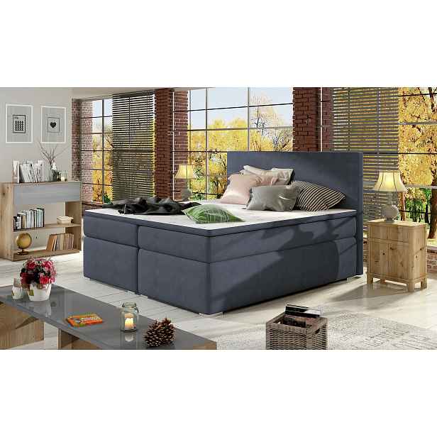 Boxspringová postel s úložným prostorem 160x200 GALENO - modrá