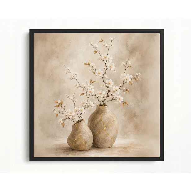 Obraz Rám American Box Váza Větvička Květiny Jaro Glamour Japandi 60x60